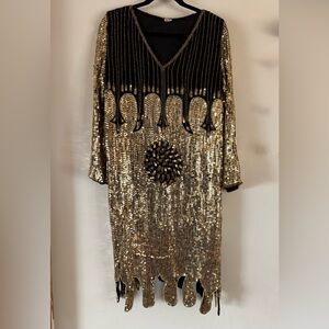 Vintage Black and Gold Sequin Dress